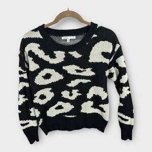 Baltic Born Womens size Small Geometric Print Knit Sweater Black White c1016fl